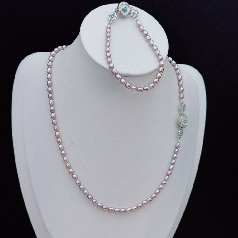 X782 Handmade High Quality Freshwater Baby Pearl Necklace Bracelet Set - Picture 6 of 8